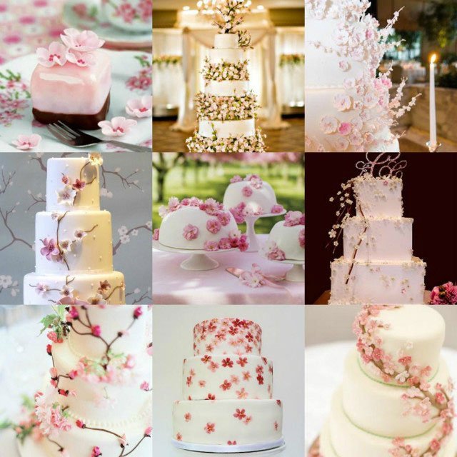 idee decor gateau de mariage theme asiatique/theme japonais/ decor japonais fleurs de cerisier